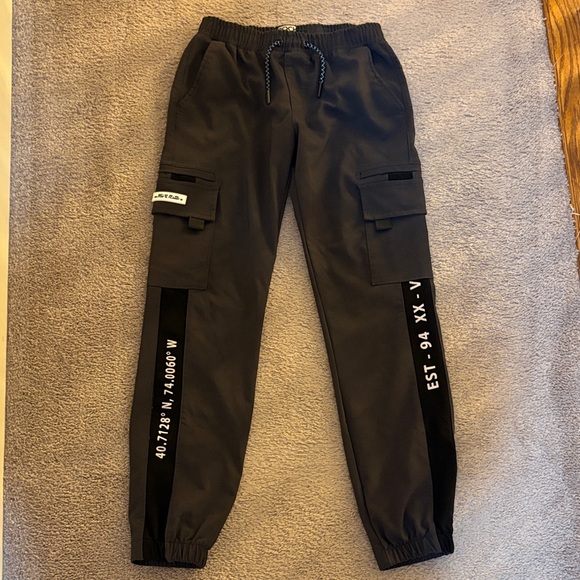 Kids Black Cargo Sweatpants - Picture 1 of 2